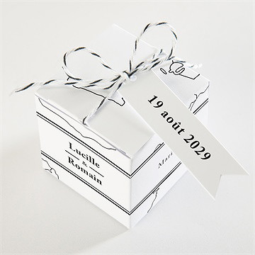 Boîte de dragées mariage dessin d'amour - Dessus de la boîte