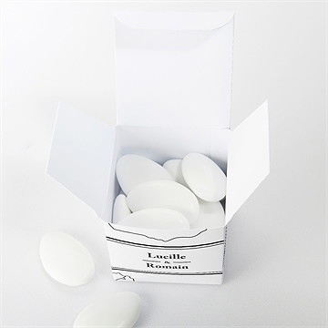 Boîte de dragées mariage dessin d'amour - Intérieur de la boîte