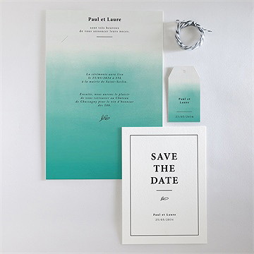 Faire-part mariage lagon - Vue d'ensemble recto