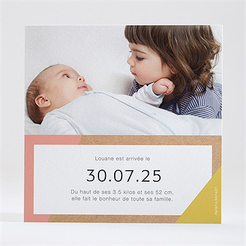 Faire-part naissance pastel et kraft - Dos du faire-part