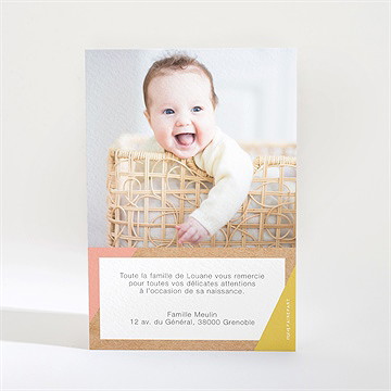 Remerciement naissance pastel et kraft - Dos de la carte