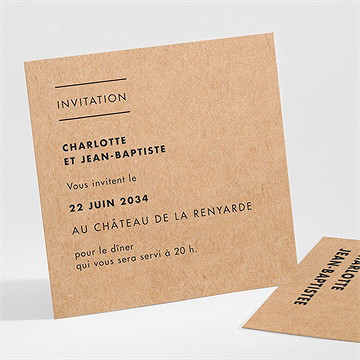 Carton d'invitation mariage so kraft