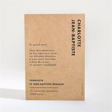 Remerciement mariage so kraft - Dos de la carte