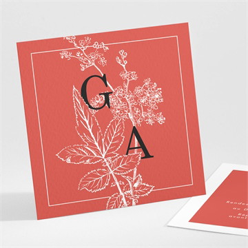 Carton d'invitation mariage gravure rouge