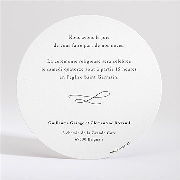 Faire-part mariage sobriété - Dos du faire-part