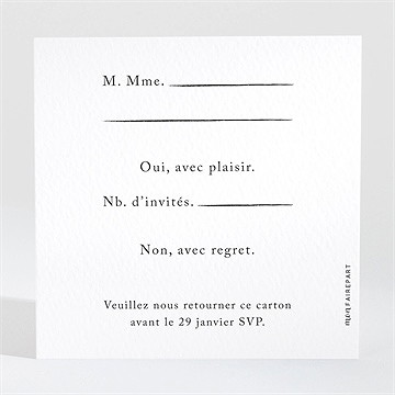 Carton réponse mariage sobriété - Dos du carton