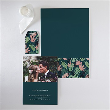 Faire-part mariage champêtre design - Vue d'ensemble verso