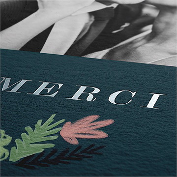 Remerciement mariage champêtre design - Marquage à chaud ARGENT