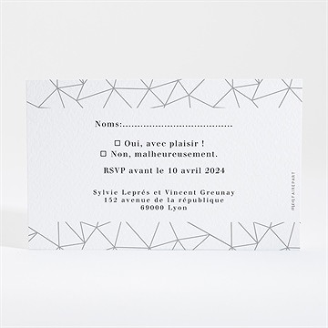 Carton réponse mariage géométrie enlacée - Dos du carton
