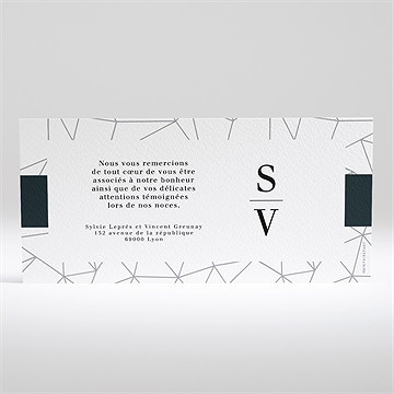 Remerciement mariage géométrie enlacée - Dos de la carte