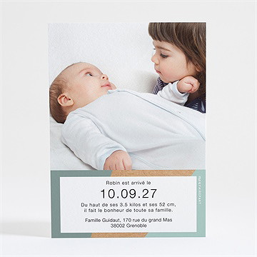 Faire-part naissance patchwork pastel - Dos du faire-part