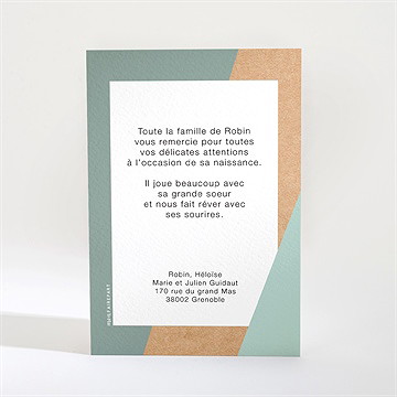 Remerciement naissance patchwork pastel - Dos de la carte