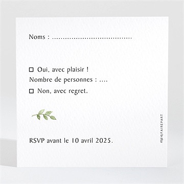 Carton réponse mariage love power - Dos du carton