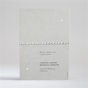 Faire-part mariage texture marbrée - Dos du faire-part