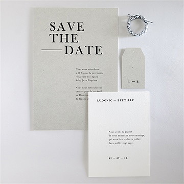 Faire-part mariage texture marbrée - Vue d'ensemble recto