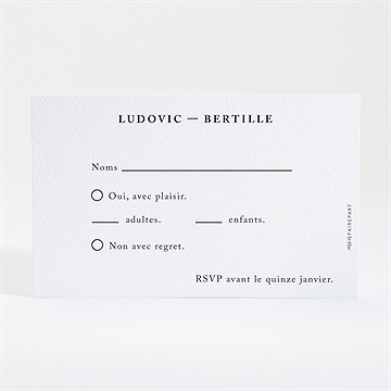 Carton réponse mariage texture marbrée - Dos du carton