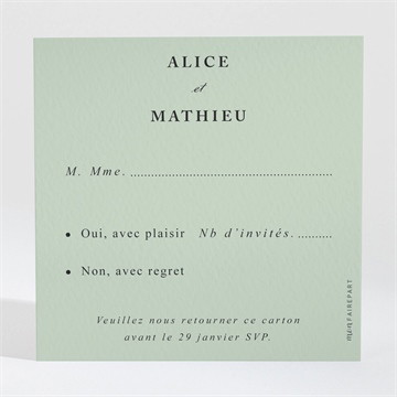 Carton réponse mariage tendre amande