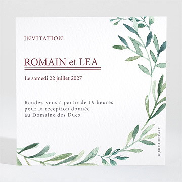 Carton d'invitation mariage ronde végétale