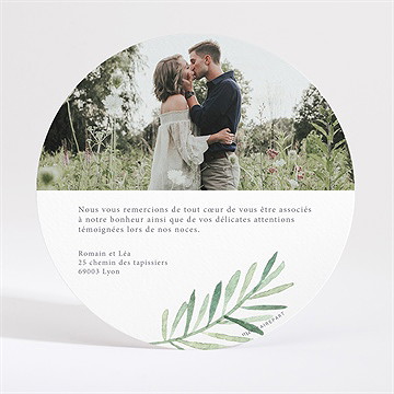 Remerciement mariage ronde végétale - Dos de la carte
