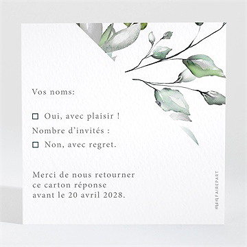 Carton réponse mariage composition florale - Dos du carton