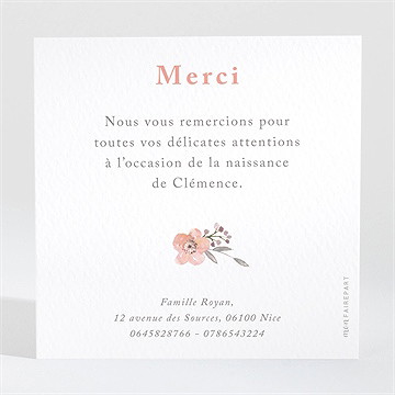 Remerciement naissance 4 photos - Dos de la carte