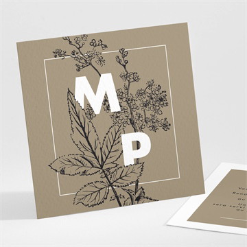 Carton d'invitation mariage gravure initiales