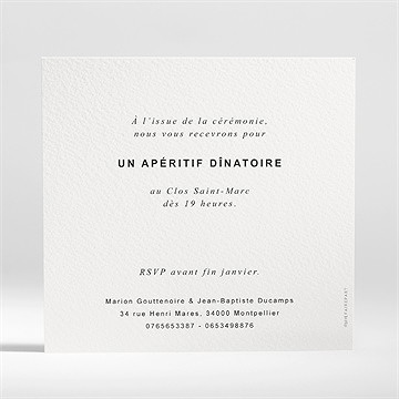 Faire-part mariage ton pastel - Dos du faire-part