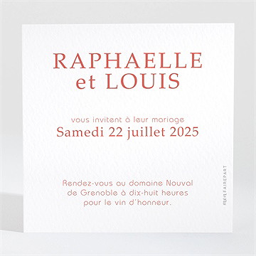 Carton d'invitation mariage corail étincelant - Dos du carton