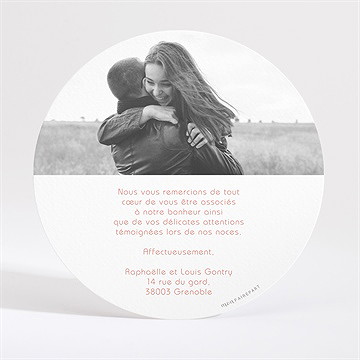 Remerciement mariage corail étincelant - Dos de la carte