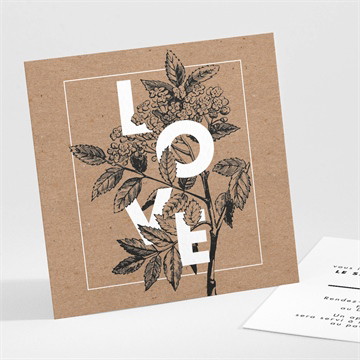 Carton d'invitation mariage love gravure