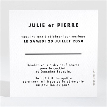 Carton d'invitation mariage love gravure - Dos du carton