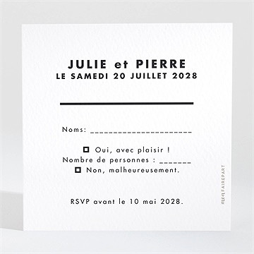 Carton réponse mariage love gravure - Dos du carton