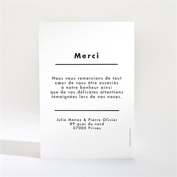 Remerciement mariage love gravure - Dos de la carte