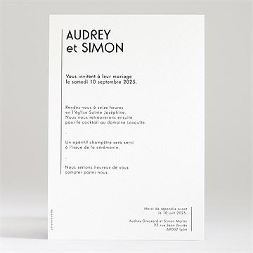 Faire-part mariage initiales - Dos du faire-part