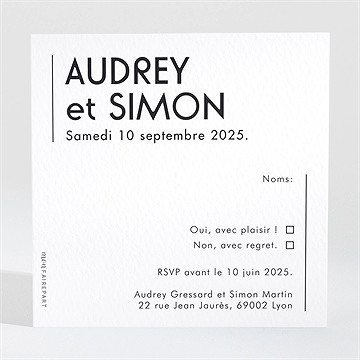 Carton réponse mariage initiales