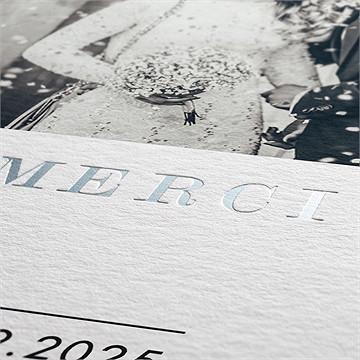 Remerciement mariage initiales - Marquage à chaud ARGENT