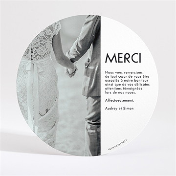 Remerciement mariage initiales - Dos de la carte