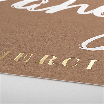 Remerciement mariage pur kraft - Marquage à chaud OR