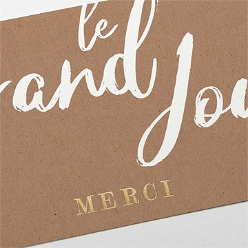 Remerciement mariage pur kraft - Détail de la carte