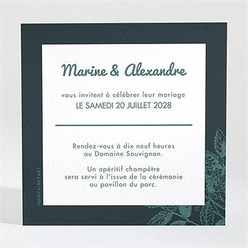 Carton d'invitation mariage save the date gravure - Dos du carton
