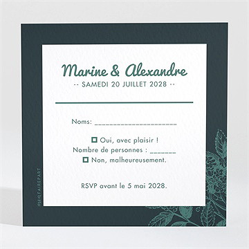 Carton réponse mariage save the date gravure - Dos du carton