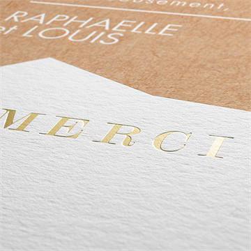 Remerciement mariage belle nouvelle - Marquage à chaud OR