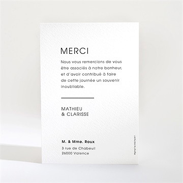 Remerciement mariage love direction - Dos de la carte