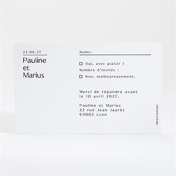 Carton réponse mariage the big day - Dos du carton