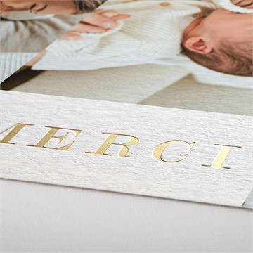 Remerciement naissance initiale en patchwork - Marquage à chaud OR