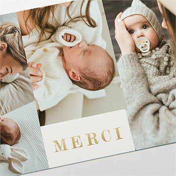 Remerciement naissance initiale en patchwork - Détail de la carte