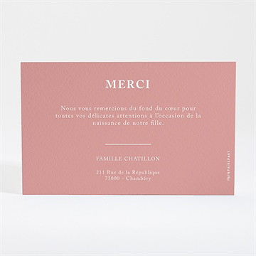 Remerciement naissance campanules et initiales - Dos de la carte