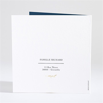 Faire-part naissance initiale couronnée dorure - Dos du faire-part