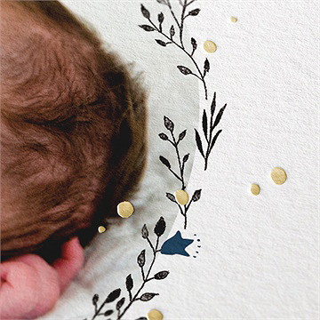 Remerciement naissance initiale couronnée dorure - Marquage à chaud OR