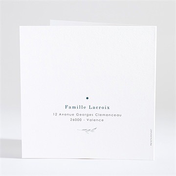 Faire-part naissance argent et aquarelle - Dos du faire-part